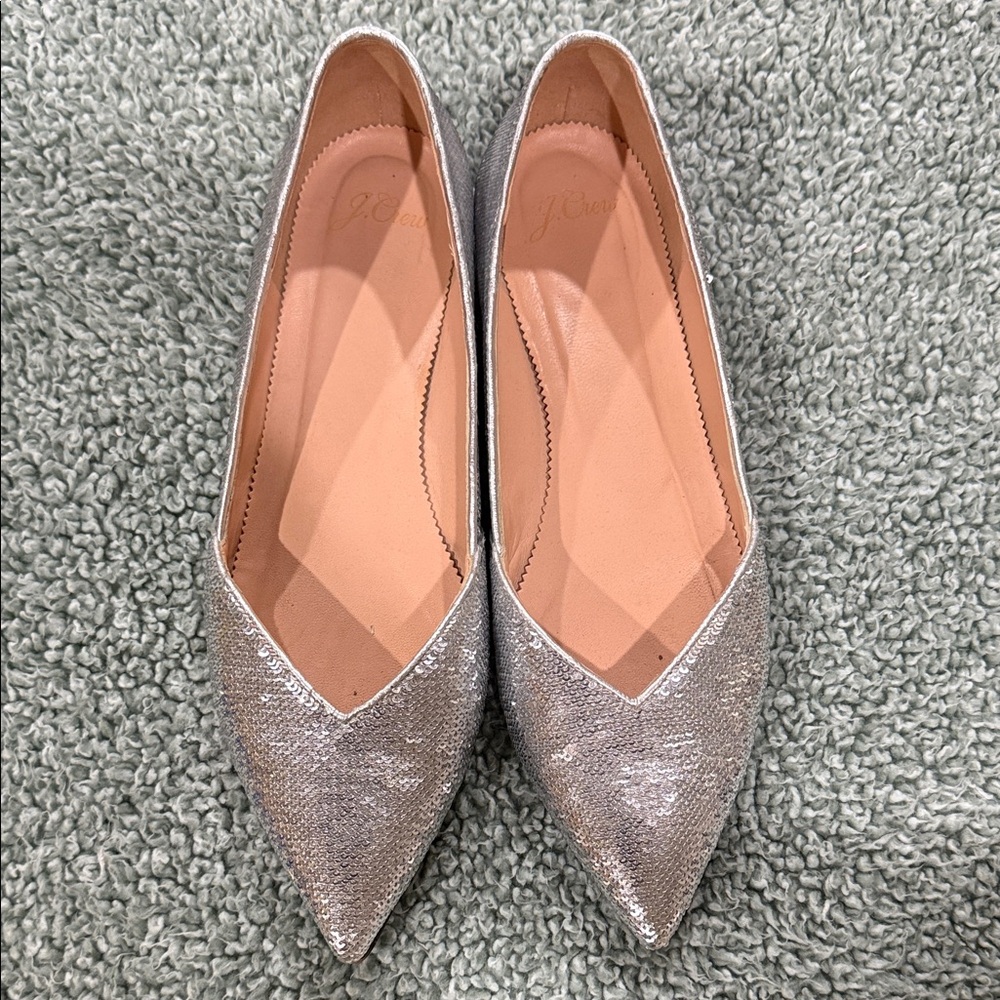 J. Crew Silver Sequin Women's Flats
